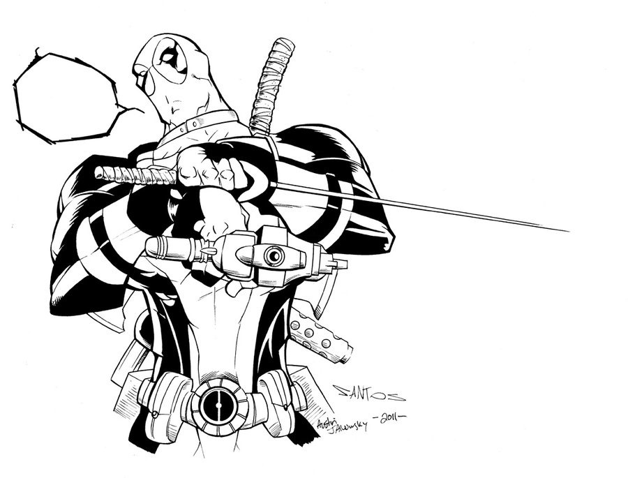 Deadpool Desenho Preto E Branco