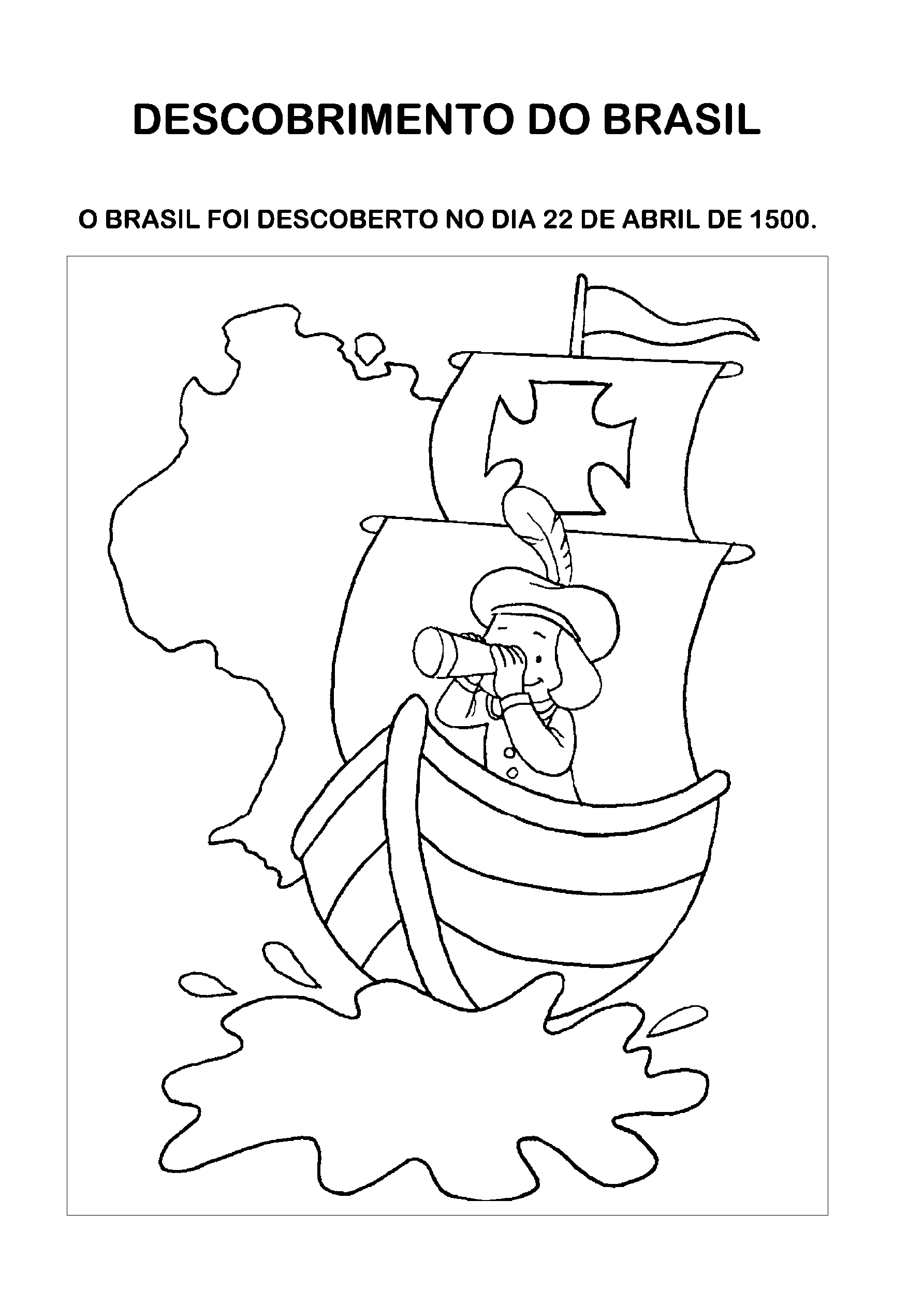 Desenho Da Chegada Dos Portugueses Ao Brasil Para Colorir