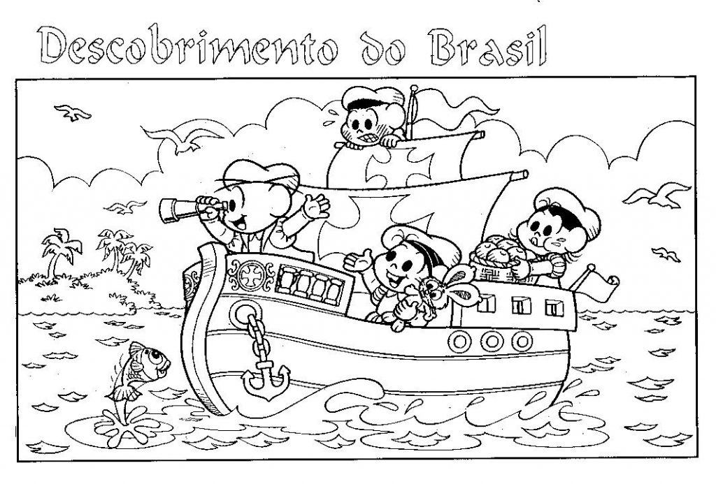 Descobrimento do Brasil 22 de abril desenhos para colorir imprimir pintar
