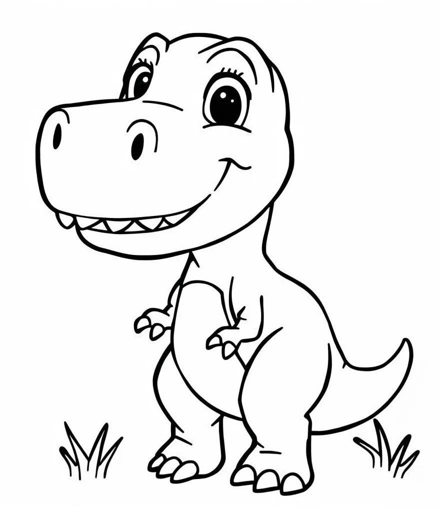 Baixe dinossauros fofos para colorir e imprimir grátis! T-Rex, Triceratops e outros desenhos infantis em PDF para pintar.